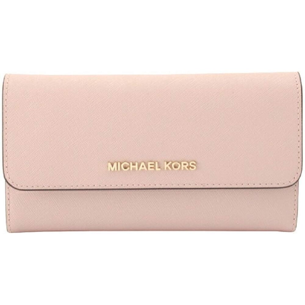 2 Pcs -Michael Kors Nicole In Powder Blush AND Jet Set Trifold Wallet In Blossom - Picture 3 of 8